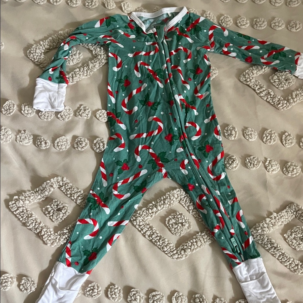 Buns and roses Holiday Candy Cane Kids Footie Pajamas